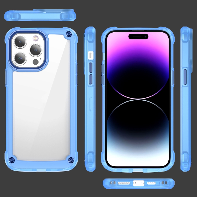 For iPhone 14 Skin Feel TPU + PC Phone Case(Transparent Blue) For iPhone 14 Skin Feel TPU + PC Phone Case(Transparent Blue)