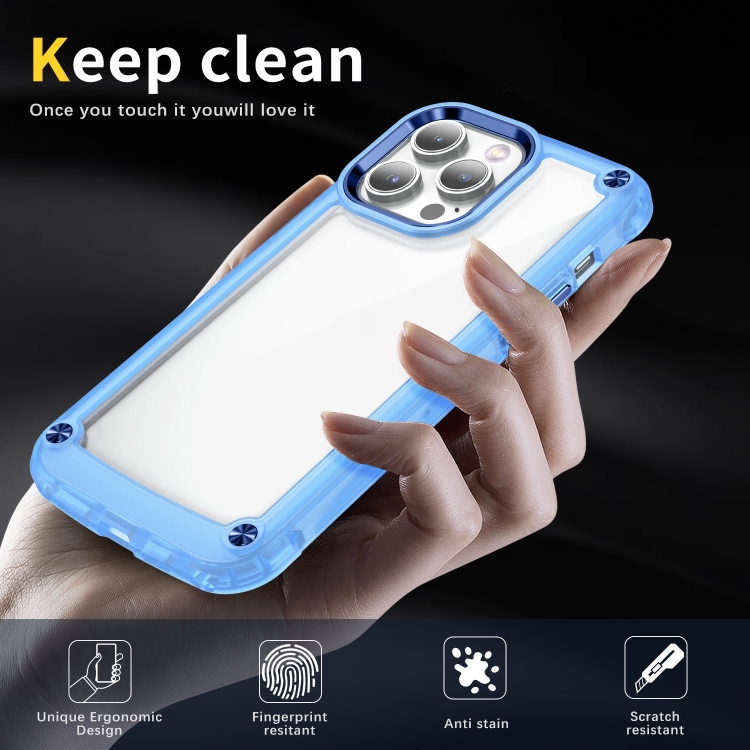 For iPhone 14 Skin Feel TPU + PC Phone Case(Transparent Blue) For iPhone 14 Skin Feel TPU + PC Phone Case(Transparent Blue)