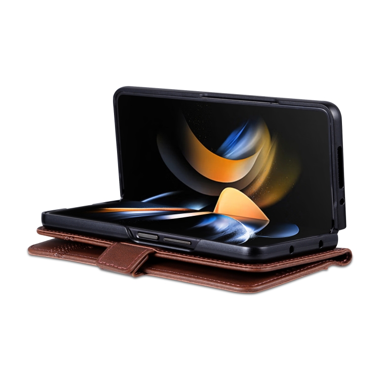 For Samsung Galaxy Z Fold6 5G AZNS Magnetic Calf Texture Flip Leather Phone Case(Dark Brown)