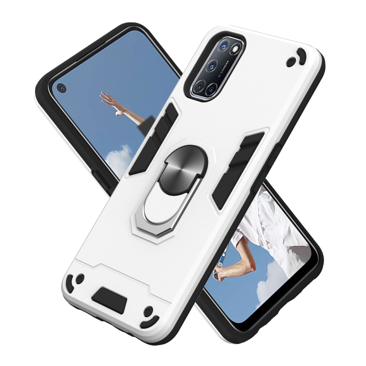 For OPPO A52 / A72 / A92 2 in 1 Armour Series PC + TPU Protective Case with Ring Holder(Silver) - 2