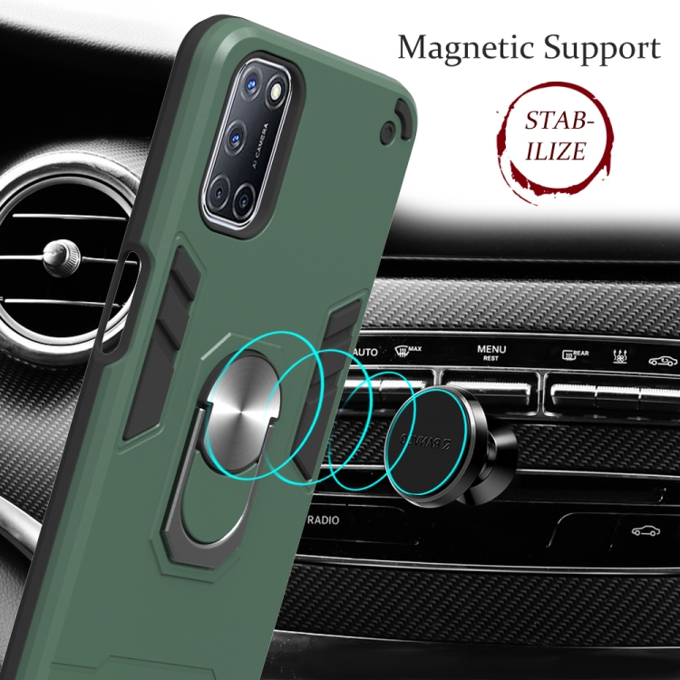 For OPPO A52 / A72 / A92 2 in 1 Armour Series PC + TPU Protective Case with Ring Holder(Silver) - 4