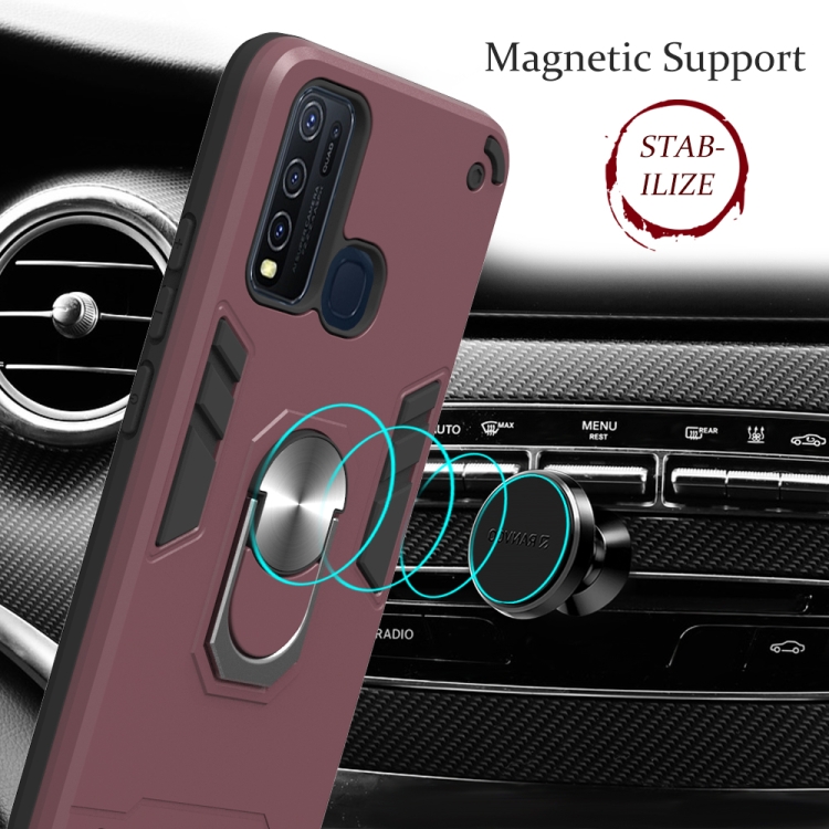 For Vivo Y50 2 in 1 Armour Series PC + TPU Protective Case with Ring Holder(Rose Gold) - 4