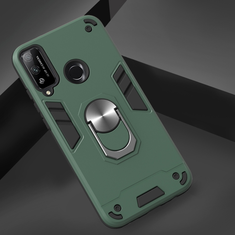 For Huawei Honor Play 4T 2 in 1 Armour Series PC + TPU Protective Case with Ring Holder(Dark Green) - 1