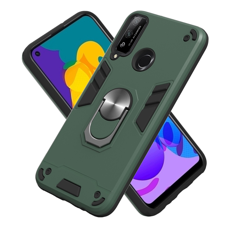 For Huawei Honor Play 4T 2 in 1 Armour Series PC + TPU Protective Case with Ring Holder(Dark Green) - 2