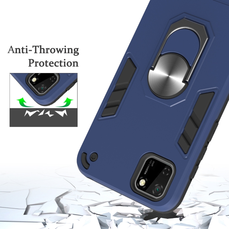 For Huawei Y5P(2020) 2 in 1 Armour Series PC + TPU Protective Case with Ring Holder(Royal Blue) - 7