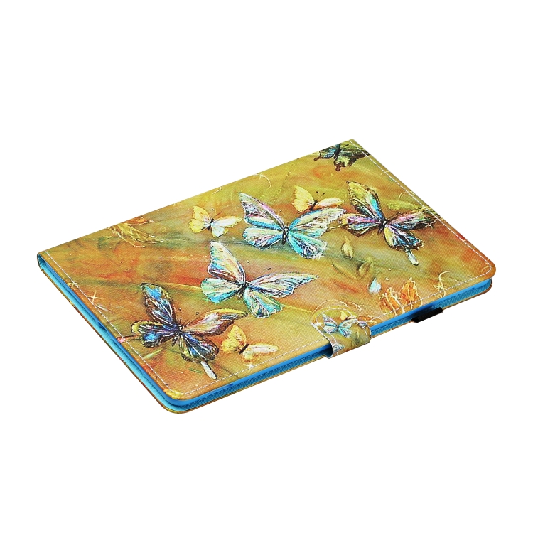 For iPad Pro 11 (2020) Colored Drawing Stitching Horizontal Flip Leather Tablet Case, with Holder & Card Slots & Sleep / Wake-up Function(Butterfly)