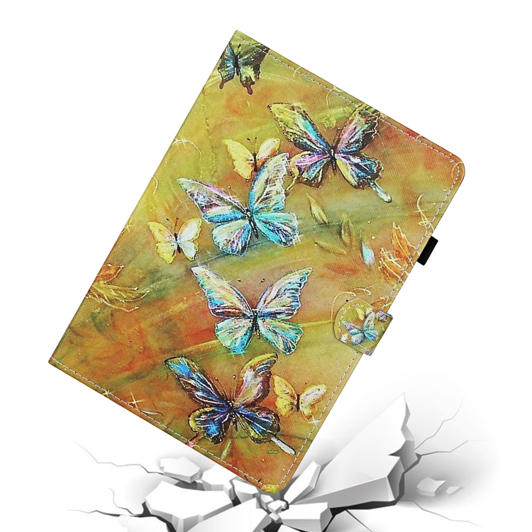 For iPad Pro 11 (2020) Colored Drawing Stitching Horizontal Flip Leather Tablet Case, with Holder & Card Slots & Sleep / Wake-up Function(Butterfly)