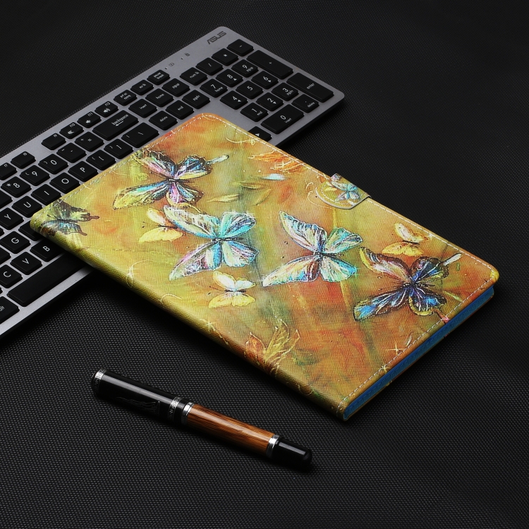 For iPad Pro 11 (2020) Colored Drawing Stitching Horizontal Flip Leather Tablet Case, with Holder & Card Slots & Sleep / Wake-up Function(Butterfly)