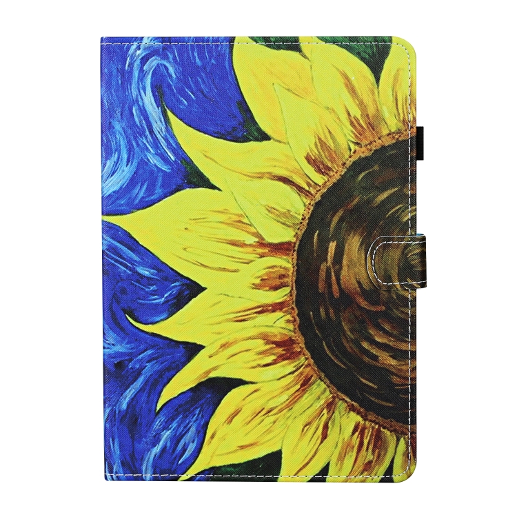 For iPad mini 5 / 4 / 3 / 2 / 1 Colored Drawing Stitching Horizontal Flip Leather Case, with Holder & Card Slots & Sleep / Wake-up Function(Sunflower) - 1