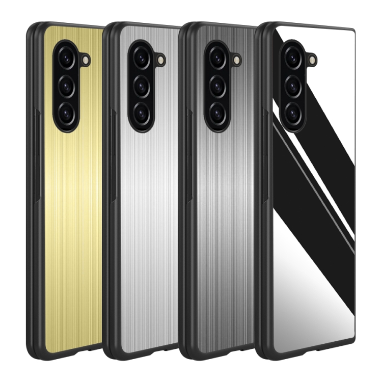 For Samsung Galaxy Z Fold5 Stainless Steel Shockproof Phone Case(Bright Black) For Samsung Galaxy Z Fold5 Stainless Steel Shockproof Phone Case(Bright Black)