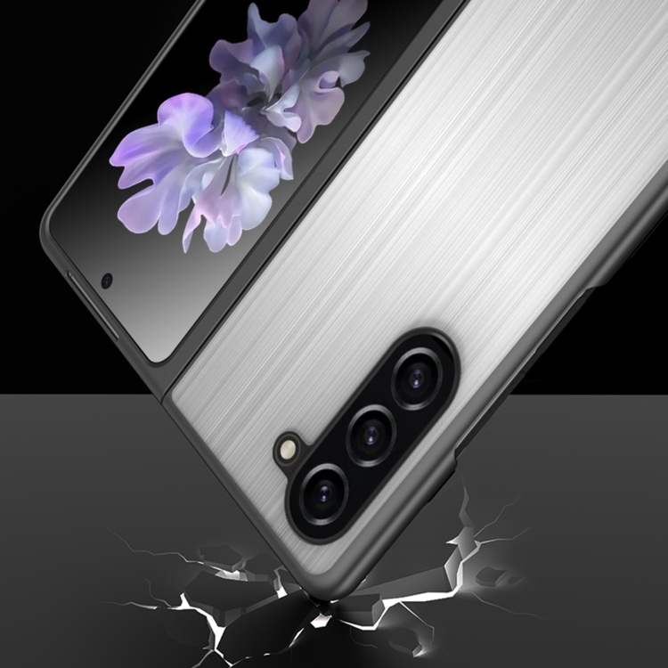 For Samsung Galaxy Z Fold5 Stainless Steel Shockproof Phone Case(Bright Black) For Samsung Galaxy Z Fold5 Stainless Steel Shockproof Phone Case(Bright Black)