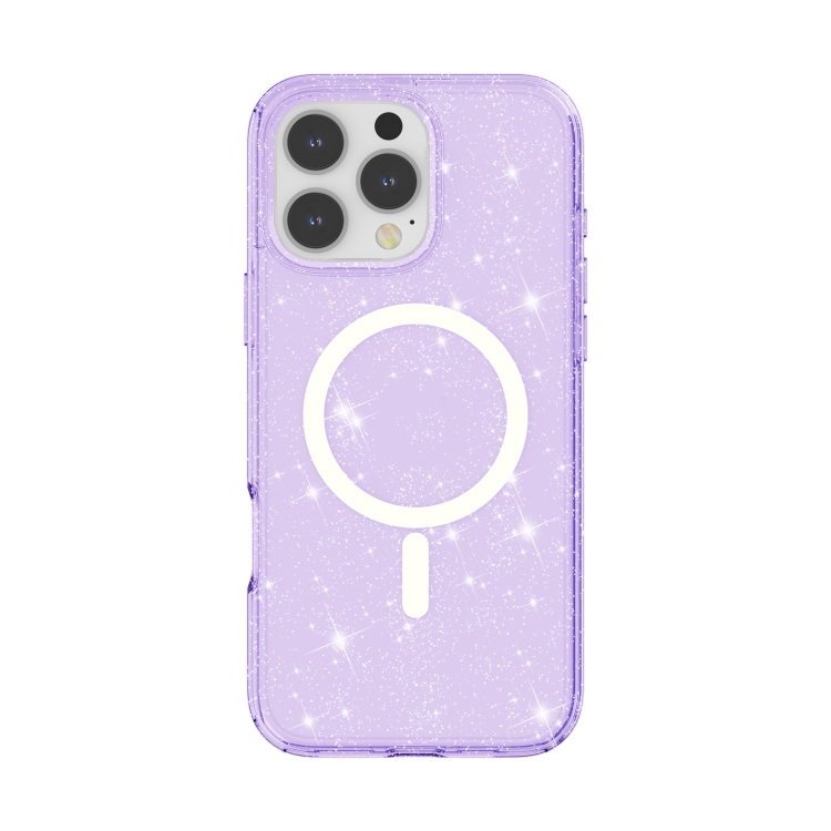 For iPhone 16 Pro Terminator Style Glitter Powder MagSafe Magnetic Phone Case(Purple) For iPhone 16 Pro Terminator Style Glitter Powder MagSafe Magnetic Phone Case(Purple)