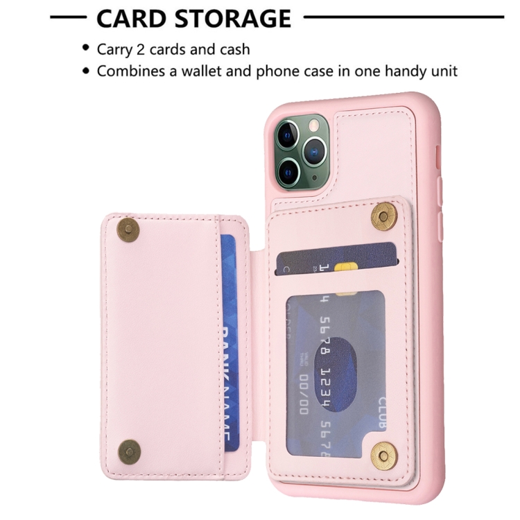 For iPhone 11 Pro BF25 Square Plaid Card Bag Holder Phone Case(Pink) For iPhone 11 Pro BF25 Square Plaid Card Bag Holder Phone Case(Pink)