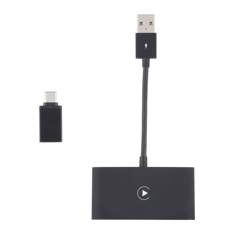 USB + USB-C / Type-C Wired to Wireless Carplay Adapter for iPhone(Black)