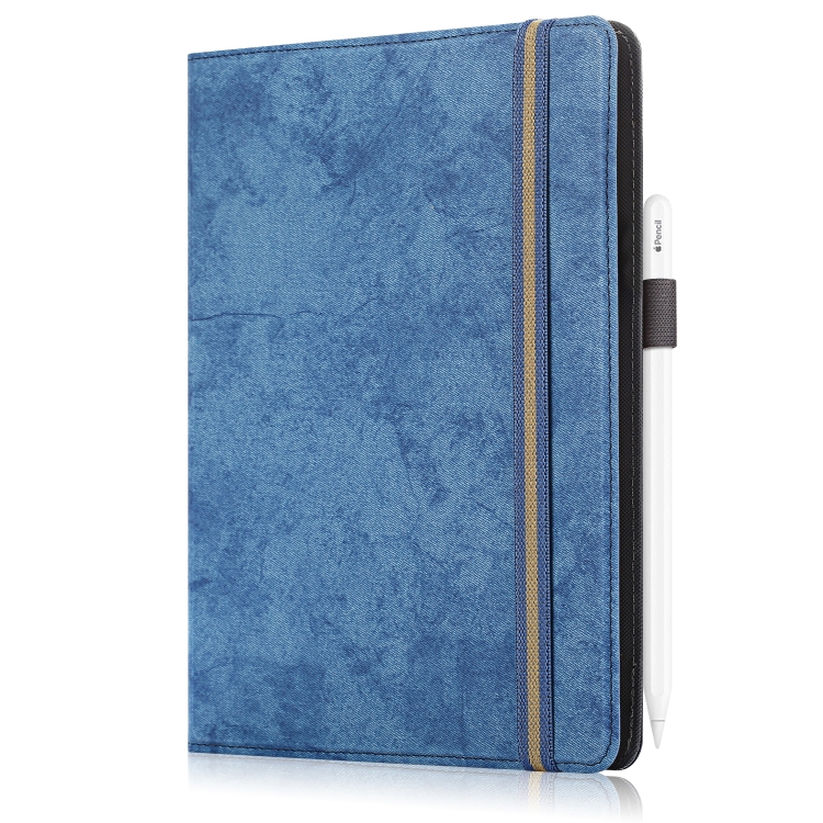 For 9-11 inch Marble Cloth Texture Horizontal Flip Universal Tablet PC Leather Case with Pen Slot & Holder(Dark Blue) - 3