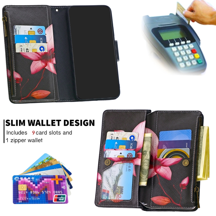 For Samsung Galaxy A10e/A20e Colored Drawing Pattern Zipper Horizontal Flip Leather Case with Holder & Card Slots & Wallet(Lotus) - 4