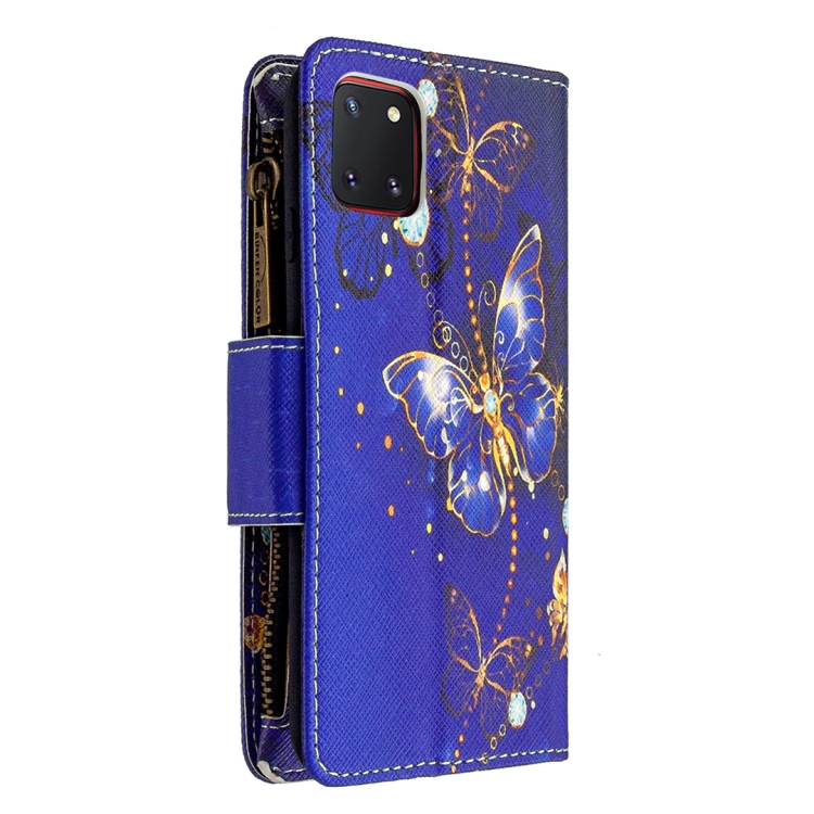 For Samsung Galaxy A81 Colored Drawing Pattern Zipper Horizontal Flip Leather Case with Holder & Card Slots & Wallet(Purple Butterfly) - 2