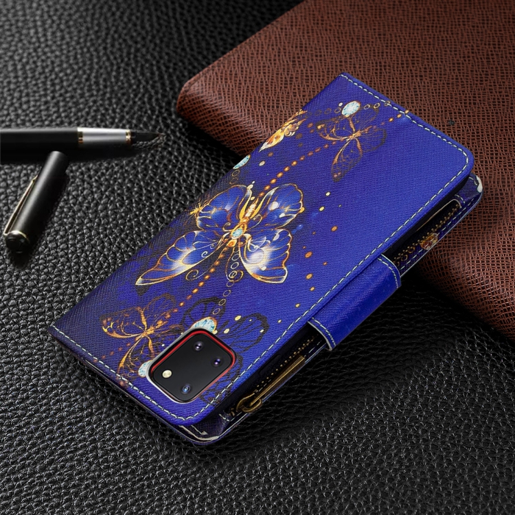 For Samsung Galaxy A81 Colored Drawing Pattern Zipper Horizontal Flip Leather Case with Holder & Card Slots & Wallet(Purple Butterfly) - 6