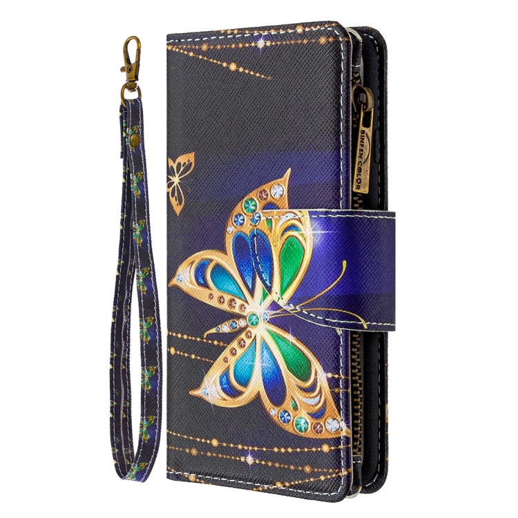 For Samsung Galaxy A91 Colored Drawing Pattern Zipper Horizontal Flip Leather Case with Holder & Card Slots & Wallet(Big Butterfly) - 1