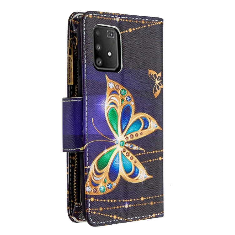 For Samsung Galaxy A91 Colored Drawing Pattern Zipper Horizontal Flip Leather Case with Holder & Card Slots & Wallet(Big Butterfly) - 2