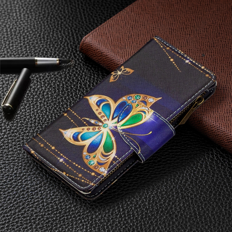 For Samsung Galaxy A91 Colored Drawing Pattern Zipper Horizontal Flip Leather Case with Holder & Card Slots & Wallet(Big Butterfly) - 5