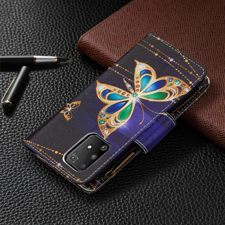 For Samsung Galaxy A91 Colored Drawing Pattern Zipper Horizontal Flip Leather Case with Holder & Card Slots & Wallet(Big Butterfly) - 6