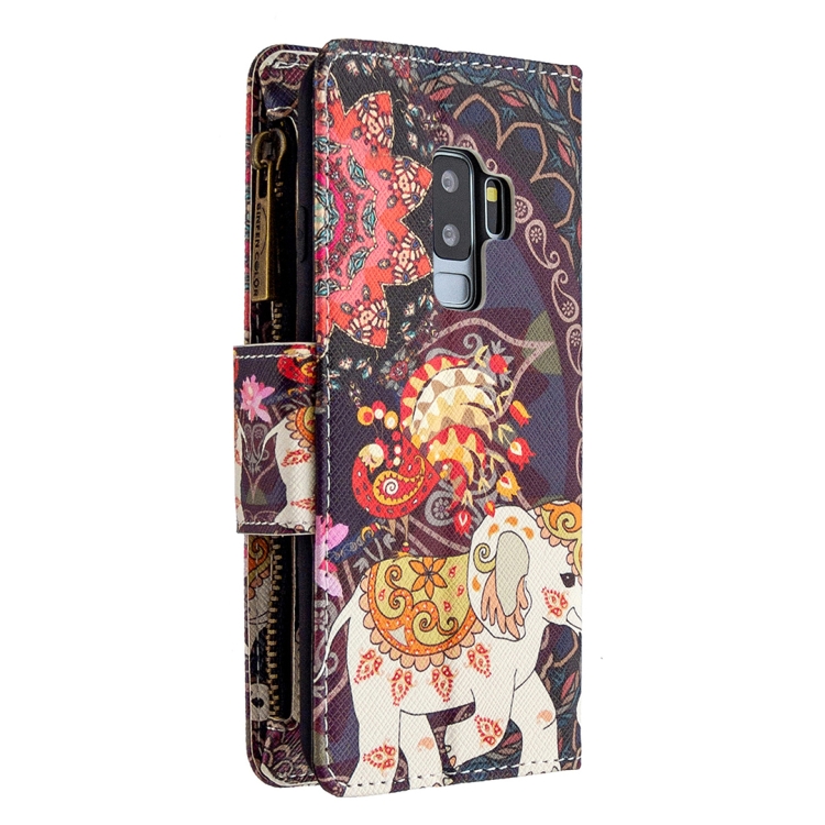 For Samsung Galaxy S9 Plus Colored Drawing Pattern Zipper Horizontal Flip Leather Case with Holder & Card Slots & Wallet(Flower Elephants) - 2