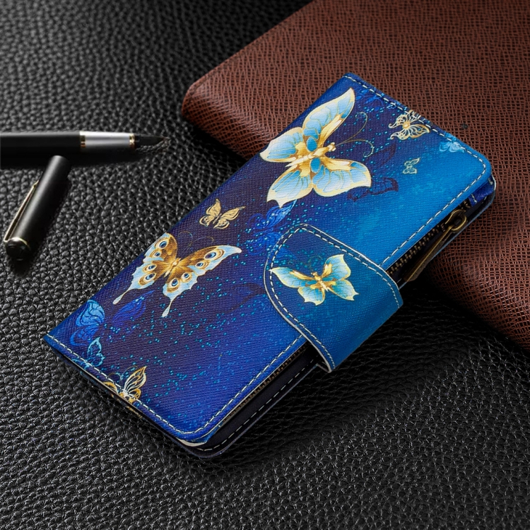 For Samsung Galaxy S9 Colored Drawing Pattern Zipper Horizontal Flip Leather Case with Holder & Card Slots & Wallet(Gold Butterfly) - 5