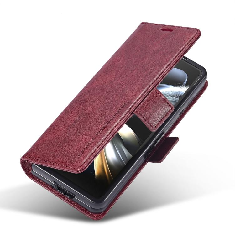 For Samsung Galaxy Z Fold7 5G LC.IMEEKE RFID Anti-theft Leather Phone Case(Red)