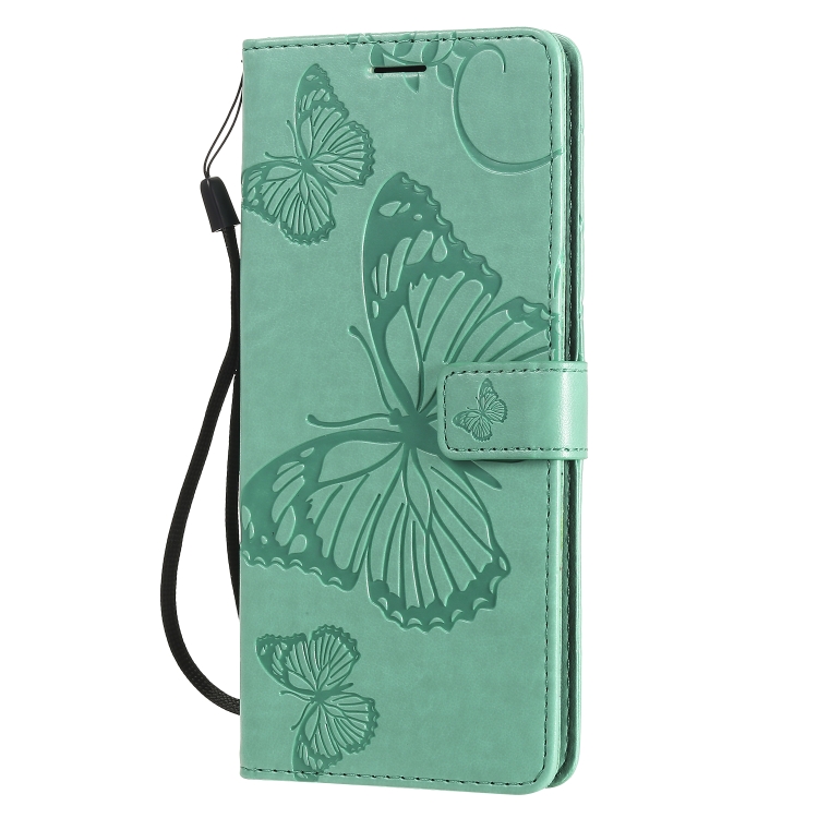 For LG V60 3D Butterflies Embossing Pattern Horizontal Flip Leather Case with Holder & Card Slot & Wallet(Green) - 1