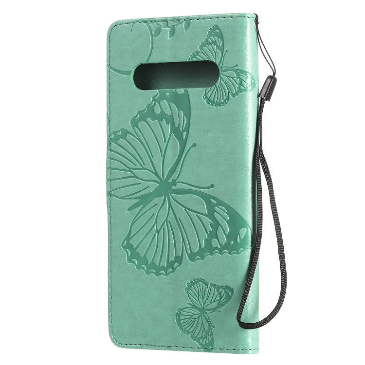 For LG V60 3D Butterflies Embossing Pattern Horizontal Flip Leather Case with Holder & Card Slot & Wallet(Green) - 2