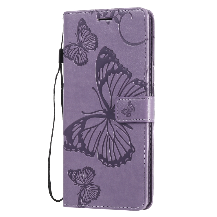 For LG V60 3D Butterflies Embossing Pattern Horizontal Flip Leather Case with Holder & Card Slot & Wallet(Purple) - 1