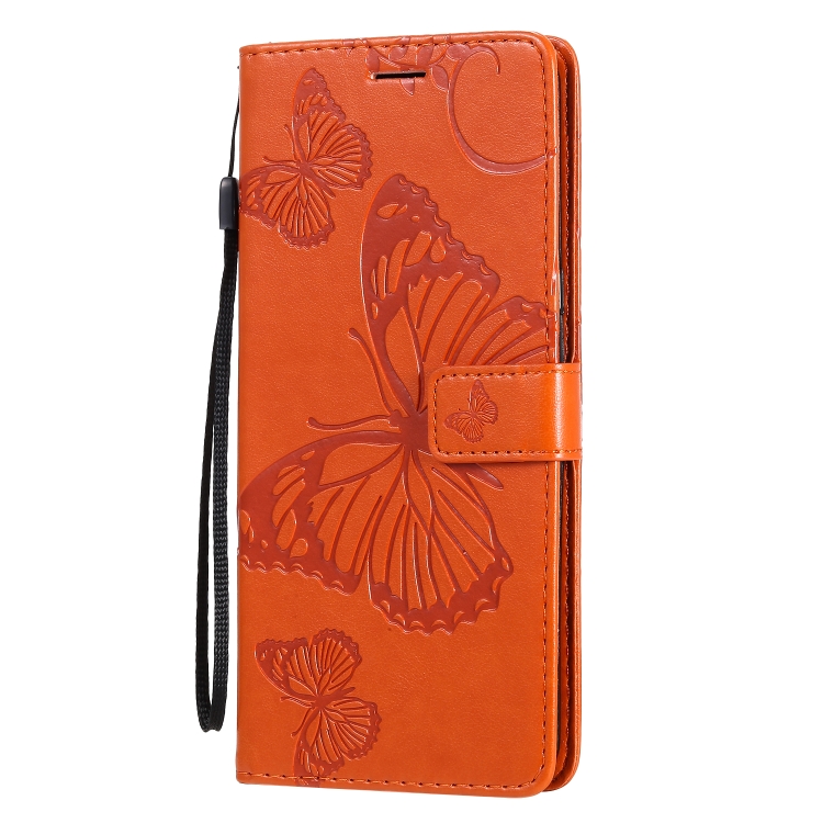For LG V60 3D Butterflies Embossing Pattern Horizontal Flip Leather Case with Holder & Card Slot & Wallet(Orange) - 1