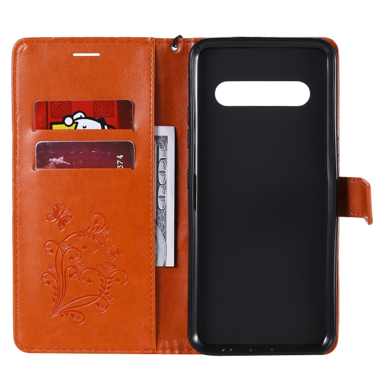 For LG V60 3D Butterflies Embossing Pattern Horizontal Flip Leather Case with Holder & Card Slot & Wallet(Orange) - 3
