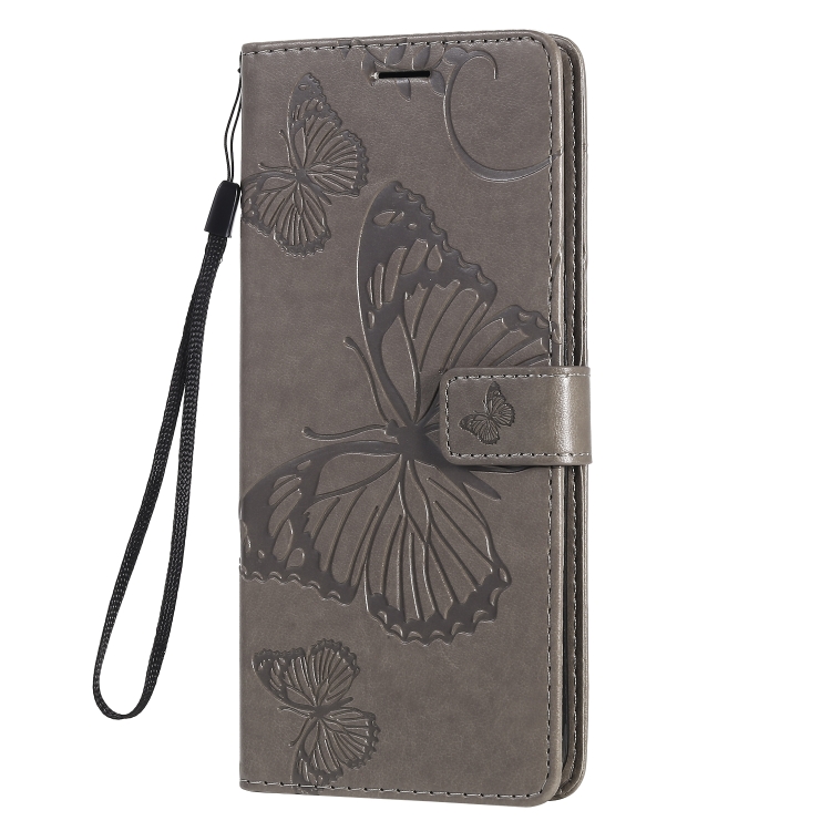 For LG V60 3D Butterflies Embossing Pattern Horizontal Flip Leather Case with Holder & Card Slot & Wallet(Grey) - 1
