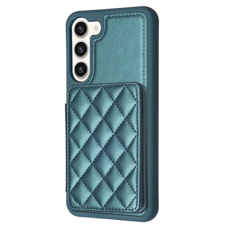For Samsung Galaxy S23+ 5G BF25 Square Plaid Card Bag Holder Phone Case(Green) For Samsung Galaxy S23+ 5G BF25 Square Plaid Card Bag Holder Phone Case(Green)