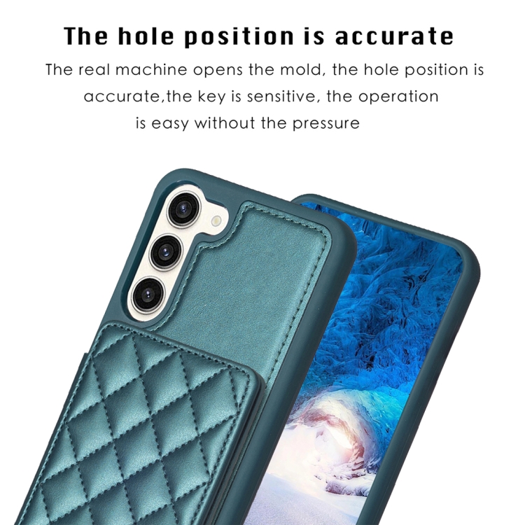 For Samsung Galaxy S23+ 5G BF25 Square Plaid Card Bag Holder Phone Case(Green) For Samsung Galaxy S23+ 5G BF25 Square Plaid Card Bag Holder Phone Case(Green)