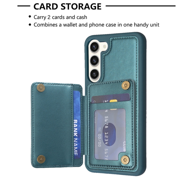 For Samsung Galaxy S23+ 5G BF25 Square Plaid Card Bag Holder Phone Case(Green) For Samsung Galaxy S23+ 5G BF25 Square Plaid Card Bag Holder Phone Case(Green)
