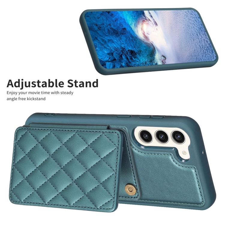 For Samsung Galaxy S23+ 5G BF25 Square Plaid Card Bag Holder Phone Case(Green) For Samsung Galaxy S23+ 5G BF25 Square Plaid Card Bag Holder Phone Case(Green)