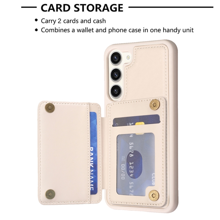 For Samsung Galaxy S23+ 5G BF25 Square Plaid Card Bag Holder Phone Case(Beige)