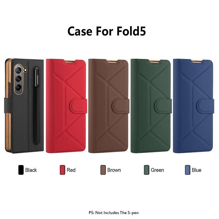 For Samsung Galaxy Z Fold5 Shockproof Folding Phone Leather Case with Pen Slot & Holder(Blue) For Samsung Galaxy Z Fold5 Shockproof Folding Phone Leather Case with Pen Slot & Holder(Blue)