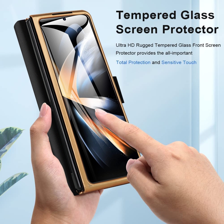 For Samsung Galaxy Z Fold5 Shockproof Folding Phone Leather Case with Pen Slot & Holder(Blue) For Samsung Galaxy Z Fold5 Shockproof Folding Phone Leather Case with Pen Slot & Holder(Blue)