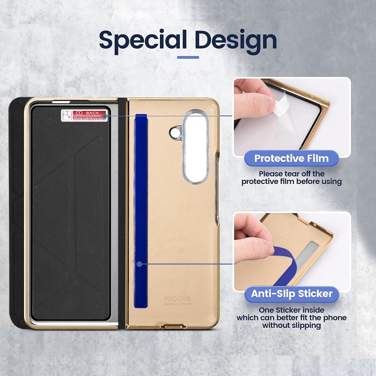 For Samsung Galaxy Z Fold5 Shockproof Folding Phone Leather Case with Pen Slot & Holder(Blue) For Samsung Galaxy Z Fold5 Shockproof Folding Phone Leather Case with Pen Slot & Holder(Blue)