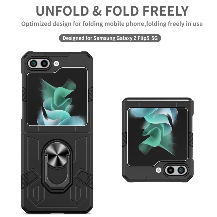 For Samsung Galaxy Z Flip5 5G Matte UV Armor Ring Shockproof Phone Case(Black) For Samsung Galaxy Z Flip5 5G Matte UV Armor Ring Shockproof Phone Case(Black)