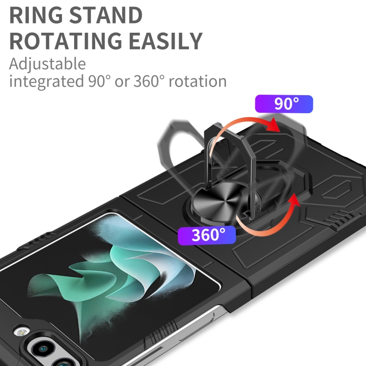 For Samsung Galaxy Z Flip5 5G Matte UV Armor Ring Shockproof Phone Case(Black) For Samsung Galaxy Z Flip5 5G Matte UV Armor Ring Shockproof Phone Case(Black)