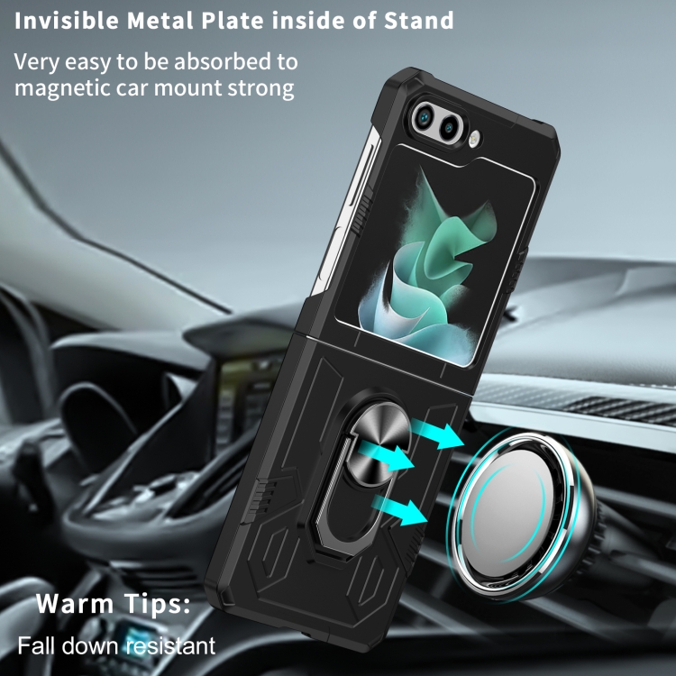 For Samsung Galaxy Z Flip5 5G Matte UV Armor Ring Shockproof Phone Case(Black) For Samsung Galaxy Z Flip5 5G Matte UV Armor Ring Shockproof Phone Case(Black)
