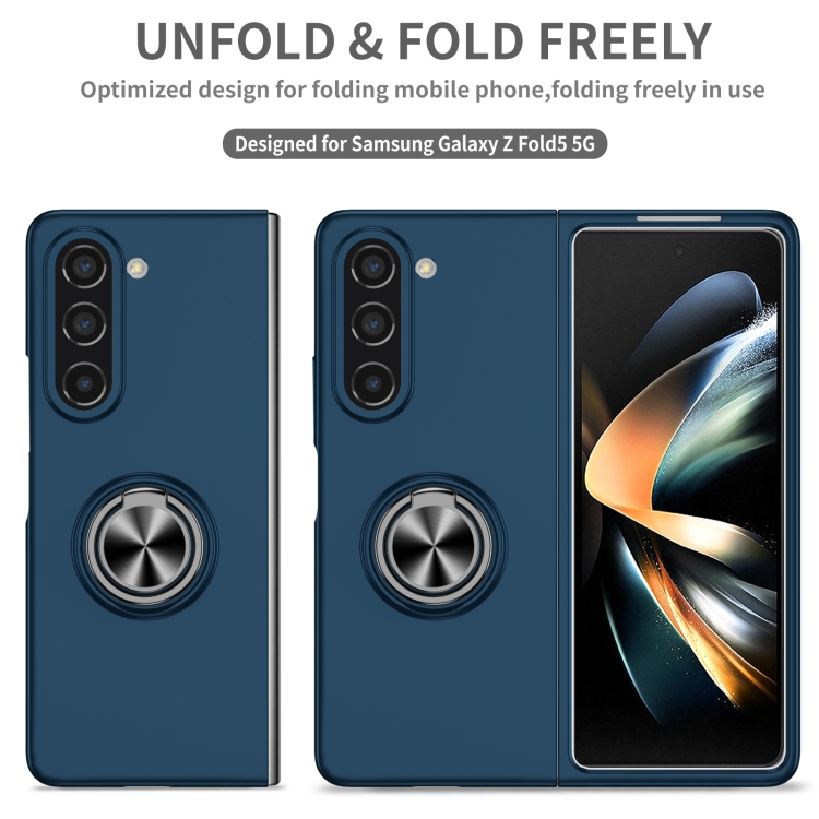 For Samsung Galaxy Z Fold5 5G Armor Ring Holder Phone Case(Dark Blue) For Samsung Galaxy Z Fold5 5G Armor Ring Holder Phone Case(Dark Blue)