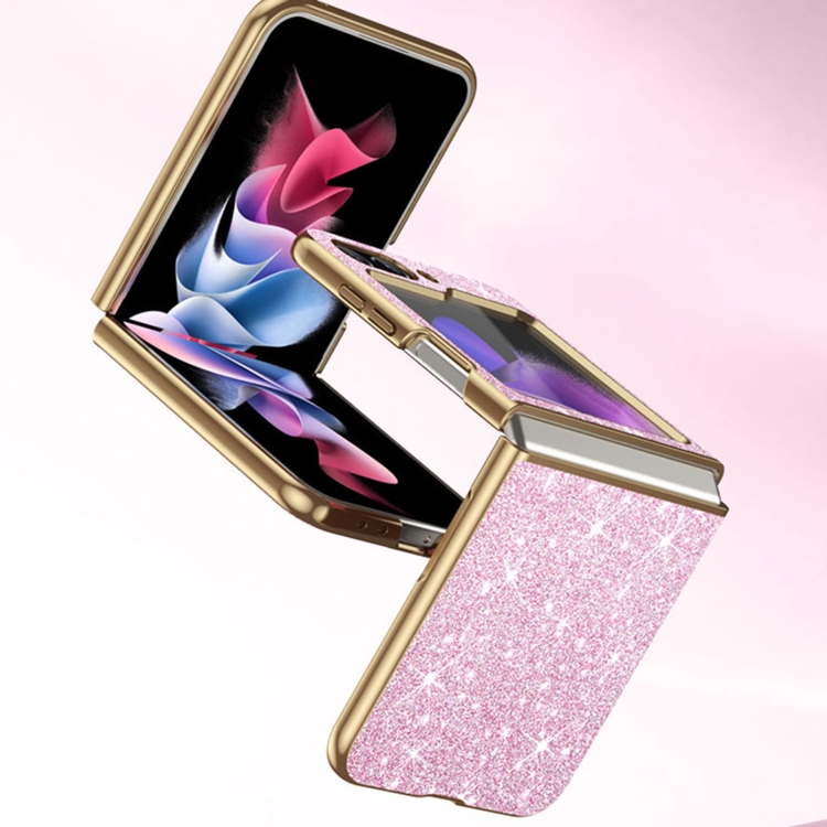 For Samsung Galaxy Z Flip5 Electroplate Glittery Shockproof Phone Case(Pink) For Samsung Galaxy Z Flip5 Electroplate Glittery Shockproof Phone Case(Pink)