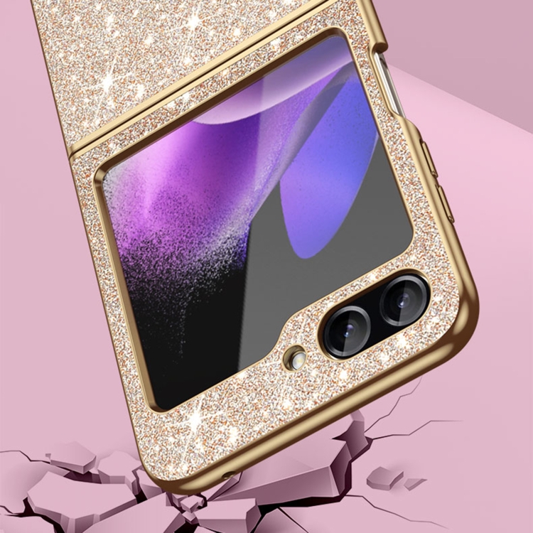 For Samsung Galaxy Z Flip5 Electroplate Glittery Shockproof Phone Case(Pink) For Samsung Galaxy Z Flip5 Electroplate Glittery Shockproof Phone Case(Pink)