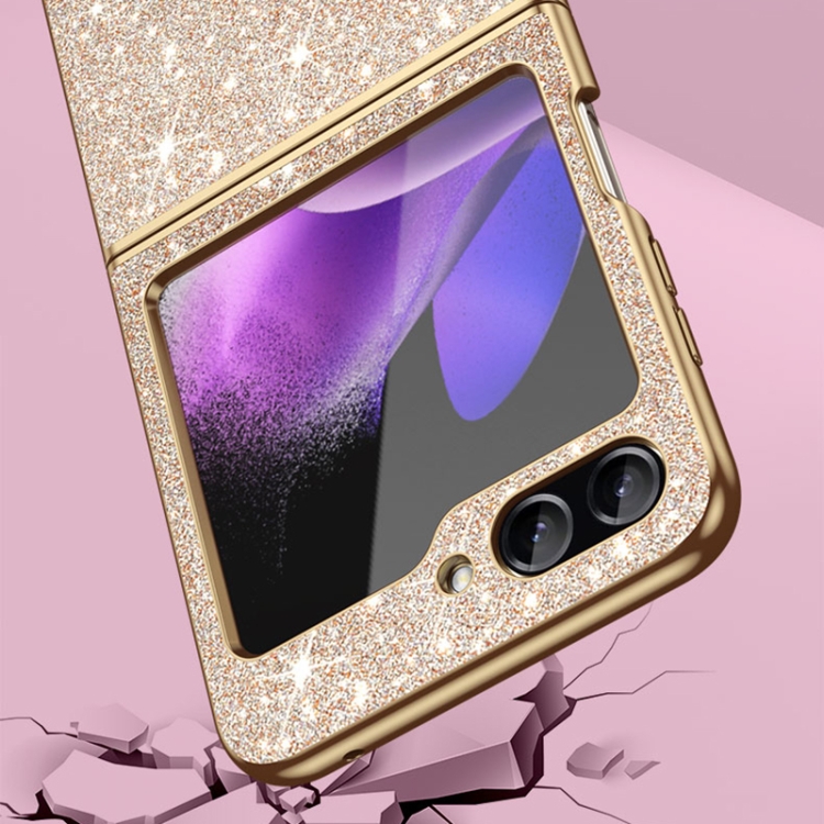 For Samsung Galaxy Z Flip6 Electroplate Glittery Shockproof Phone Case(Black)